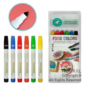 MARCADOR DE TINTA COMESTIBLE FOOD COLORS MULTICOLOR SURTIDO Nro.1 X 6 MARCADORES